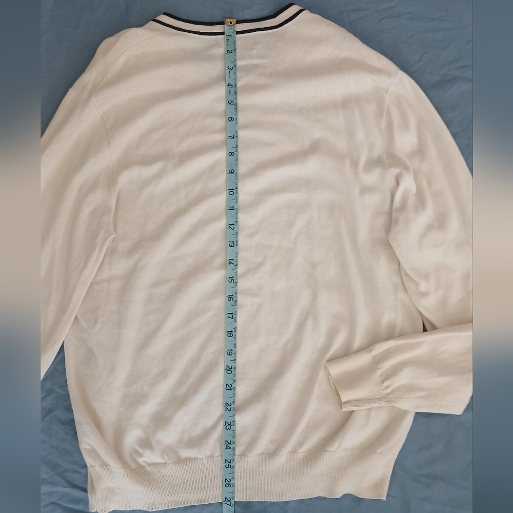 Vintage Ralph Lauren Cashmere Ivory V-Neck Sweater Classic Preppy - Picture 6 of 7
